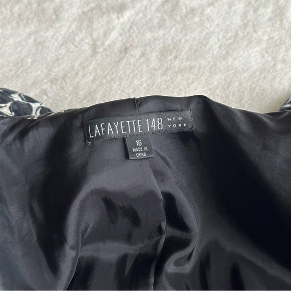 Lafayette 148 Cotton Silk Black White Geometric Circles Blazer XL (16) - Picture 12 of 14